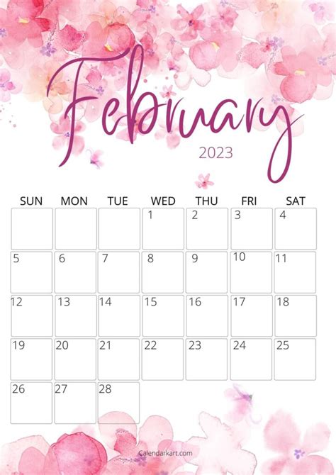 Free And Cute Printable February 2023 Calendar Calendarkart