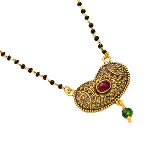 Indian Fashion Jewelry Mangalsutra Black Beads Pendent 22k Gold Plated