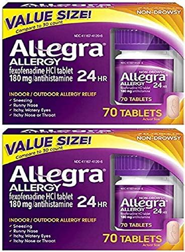 allegra allergy 24 hr tablets 180 mg cada uno 70 unidades pa