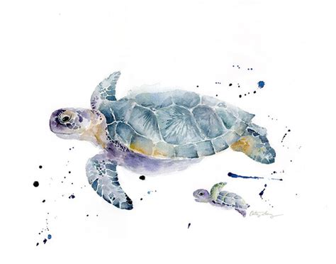 Sea Turtles Watercolor Art Print Easy Sunday Club
