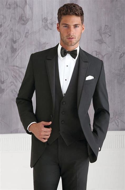 Slim Fit Black Best Man Groomsman Mens Weddingprom 3 Piece Suits Groom Tuxedos Black Suit