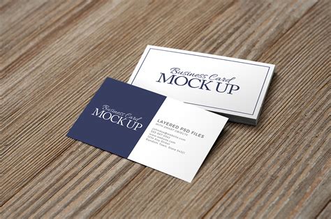 Business Card On Wood Mockup Pack