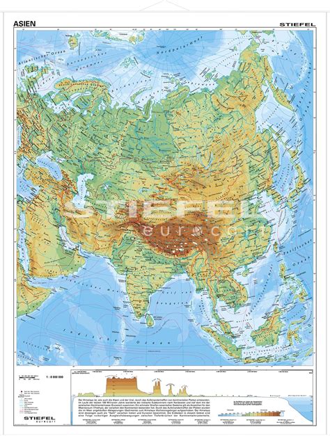 Asien Physisch Erdteile Landkarten Didaktisches Lern Und