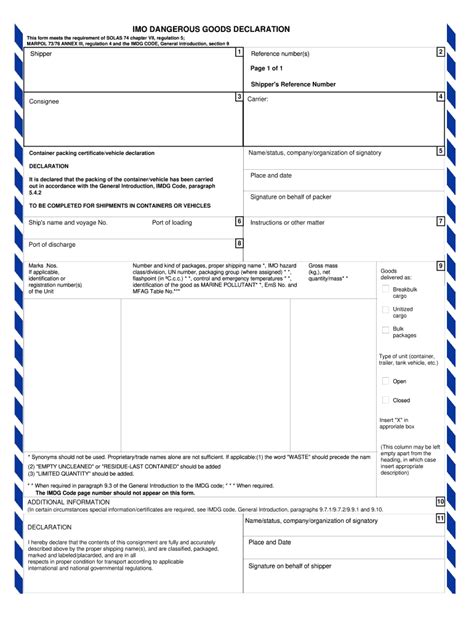 Shippers Declaration Form Dangerous Goods Fill Out And Sign Printable