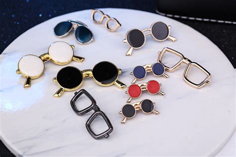 Eyeglasses Enamel Multi Color Lapel Men Small Glasses Brooch Pin Metal