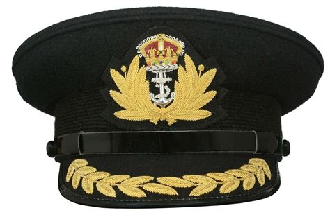 Royal Navy Officer Hat Naval Captain Peak Cap R N Commanders Black