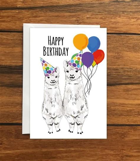 Happy Birthday Llama Greeting Card A6 Etsy Happy Birthday Llama