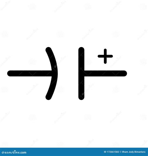 Símbolo Estadounidense De Componente Condensador Polarizado Para Diseño De Circuito Stock De