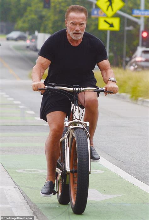 Arnold Schwarzenegger Looks Ruggedly Handsome As He Goes For A Bike