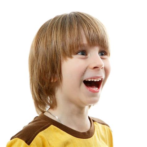 Happy Laughing Little Boy Isolated On White Stock Photo Image Of