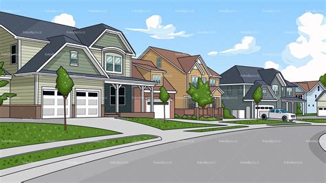 Suburban Neighborhood Background Cartoon Vector Clipart Friendlystock