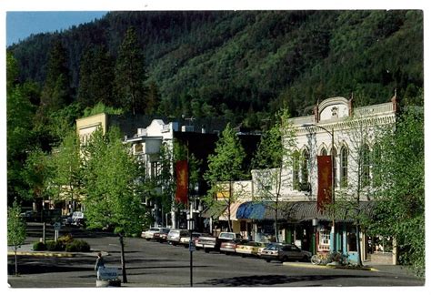 Ashland Oregon Plaza Postcard Downtown Restaurants Shops Unposted Cars