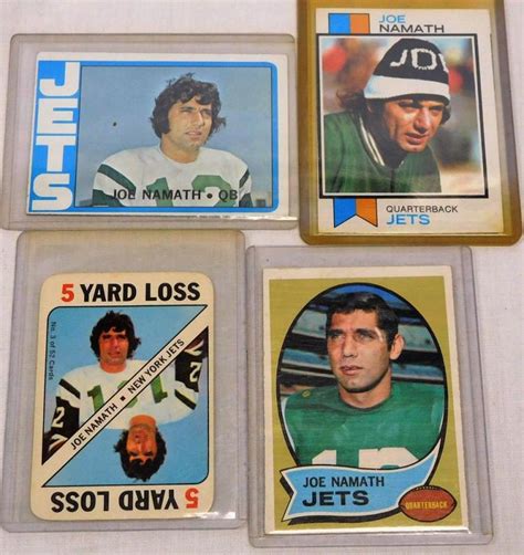 Joe namath rookie card design. Lot of 4 Vintage 1970's Joe Namath Football Cards