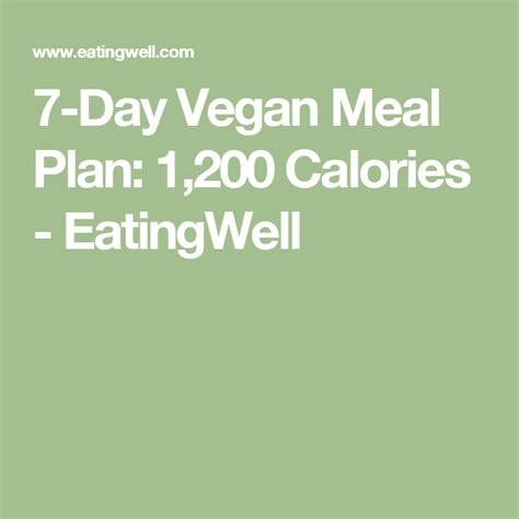 7 Day Vegan Meal Plan 1200 Calories Eatingwell Vegan Meal Plans
