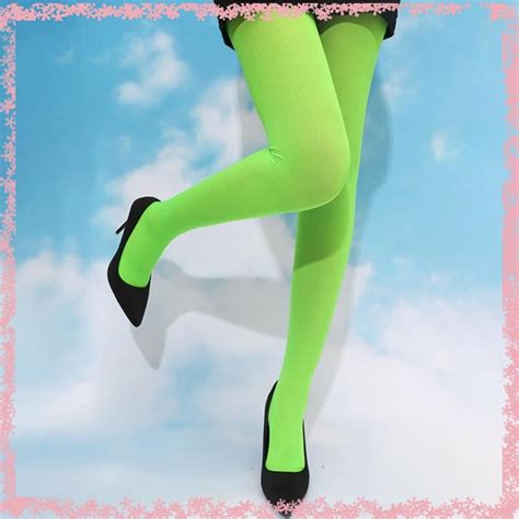 Time Neon Color Women Pantyhose Sexy Evening Party High Knee Socks