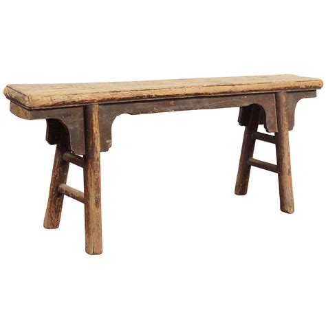 Solid bamboo spa style corner bench. 19th Century Primitive Chinese Wood Bench at 1stdibs