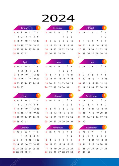 Calendario Moderno 2024 Vector Png Moderno 2024 2024 Calendario