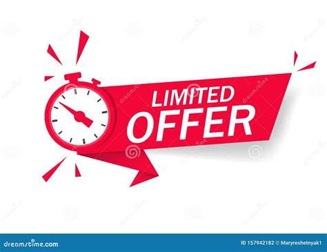 Red Limited Offer With Clock For Promotion Banner Price Label