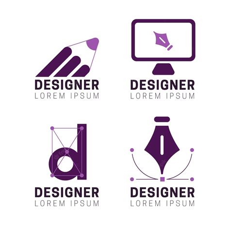 Conjunto De Logotipo De Designer Gráfico Plano Vetor Premium