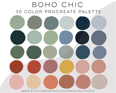 Paleta De Colores Boho Chic Procreate Descarga Instantánea Etsy