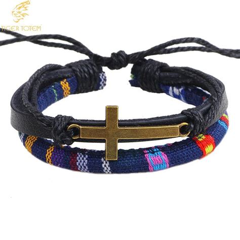 Us Retro Rope Leather Men Bracelets Hand Woven Bracelet For