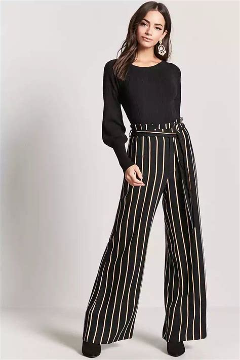 Stripe Paperbag Waist Pants Forever 21 Simple Work Outfits Fashion Clothes
