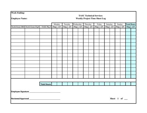 Weekly Project Time Sheet Templates At