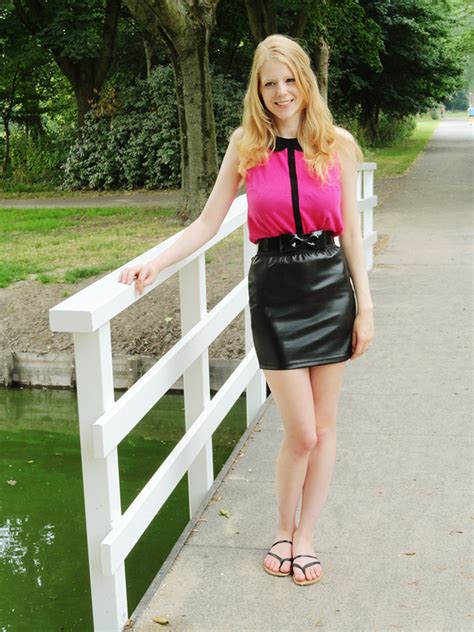 Pink Top Black Leather Skirt Understand Fashion