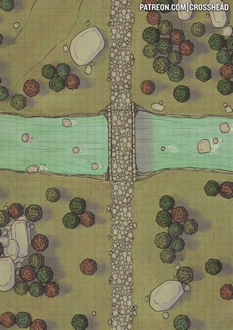 Crossheadstudios Forest Bridge Over River Battlemap For Dandd Dungeons