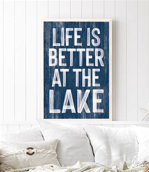 Nautical Lake House Decor Coastal Navy Blue Life Is Better At The Lake