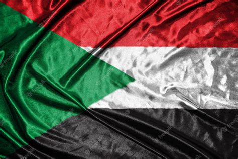 bandera de tela de sudán bandera de satén textura de tela ondeante de la bandera foto premium