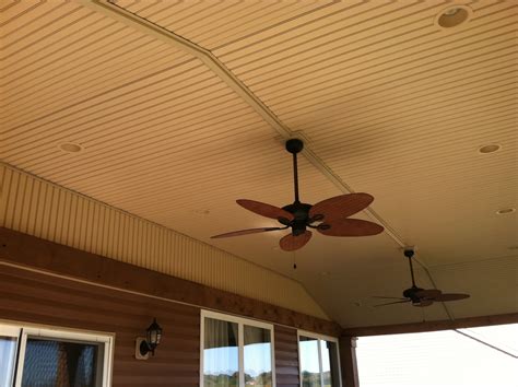Wanted to hold up with a oneperson. Vinyl beadboard ceiling w/ fans | Porches | Pinterest