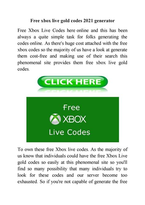 Free Xbox Live Gold Codes 2021 Generator By Updated Xbox Live Gold