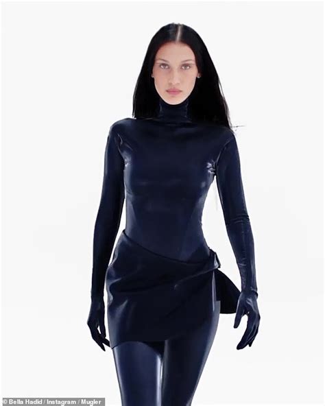 Bella Hadid Flashes Major Sideboob In Racy Black Jumpsuit In New Mugler