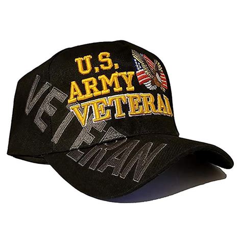 Us Army Veteran Hat Black W Flag Eagle Logo