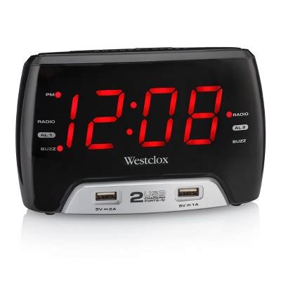 1 4 Led Display Alarm Clock With 2 Usb Charging Ports Digital Radio