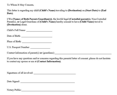 Letter Of Consent To Travel With One Parent Template And Samples