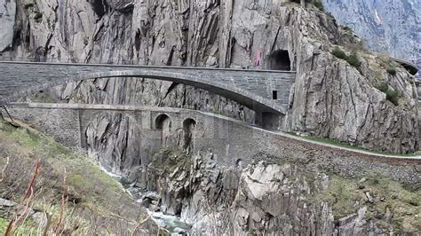 Devils Bridge At St Gotthard Pass Switzerland Alps Europe Stock