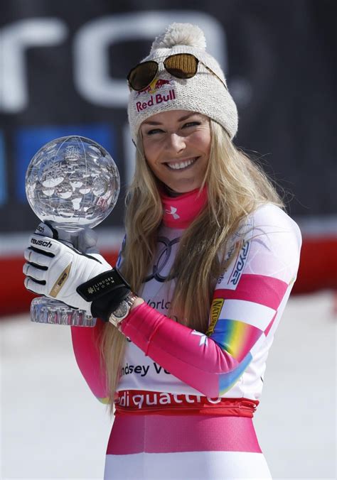 lindsey vonn of the united states holds the alpine ski women s world cup downhill s