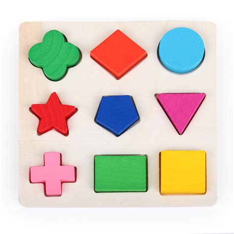 Educational Toys Wooden Geometry Shape Of Cognitive Stereo Jigsaw