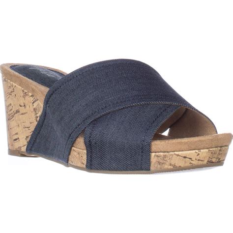 Womens Jillee Slide Wedge Sandals Indigo