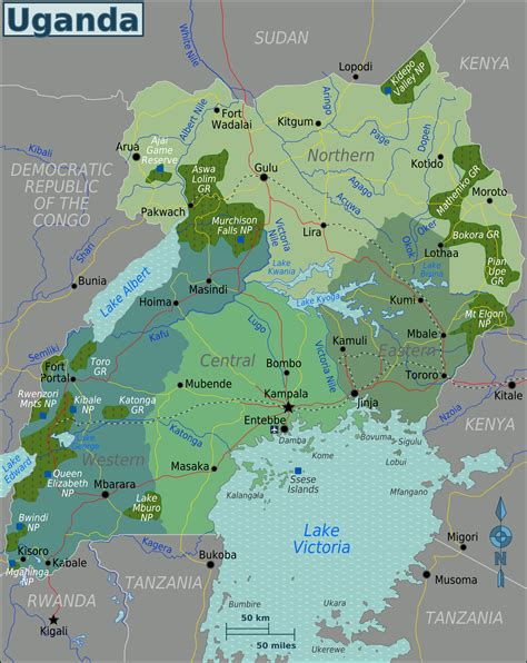 Karte Uganda Übersichtskarteregionen Karten Und