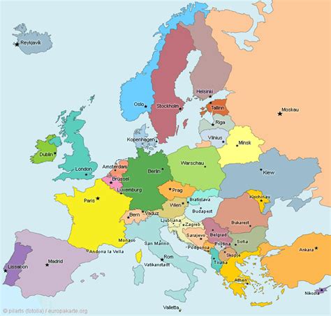 Europäische Länder Mit Hauptstadt Karte