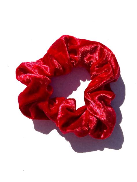 Red Scrunchies Pack Of 4 Velvet Cotton Satin Etsy