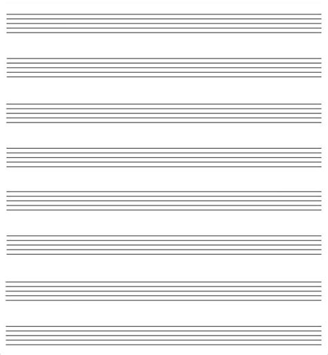This blank music sheet template has 12 plain music staffs per page. FREE 6+ Printable Staff Paper Samples in PDF