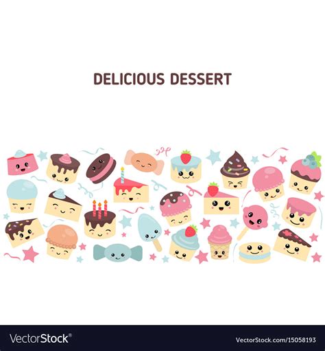 Background With Cute Cakes Background With Cute Vector Image
