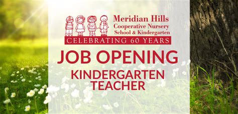 Job Opening Kindergarten Teacher Meridian Hills Cooperative Nursery