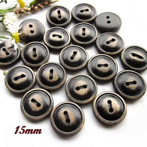 50pcs 15mm 2 Holes Wash Old Black Bread Wood Sewing Buttons For