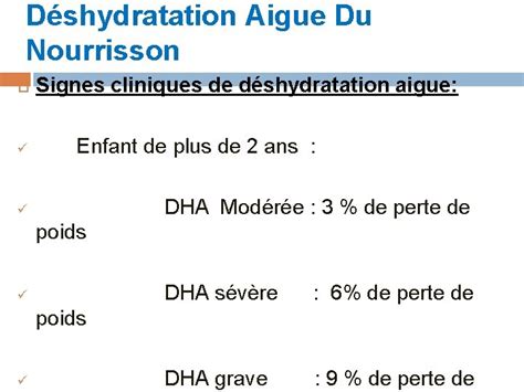 dshydratation aigue du nourrisson service de pdiatrie chu