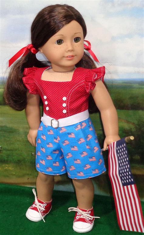 patriotic flag print romper for 18 inch girls etsy dolls clothes diy american girl doll